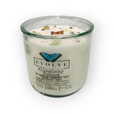 Rocks Candle - Falling Leaves (Wood Wick, Peridot, Red Jasper, & Yellow Aventurine Gemstone Soy Candle) from Evolve Botanica