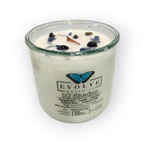 Rocks Candle – 50 Shades (Wood Wick, Onyx & Blue Kyanite, Soy Candle) from Evolve Botanica