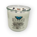 Rocks Candle – 50 Shades (Wood Wick, Onyx & Blue Kyanite, Soy Candle) from Evolve Botanica