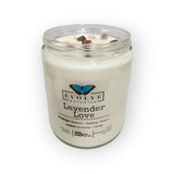 Classic 9oz Jam Jar Crystal Soy Candle - Lavender Love (Amethyst & Quartz) from Evolve Botanica