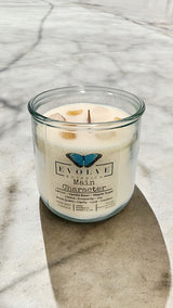 Rocks Candle - Main Character (Wood Wick Citrine & Snow Quartz Gemstone Soy Candle) from Evolve Botanica