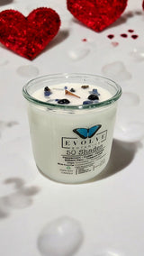 Rocks Candle – 50 Shades (Wood Wick, Onyx & Blue Kyanite, Soy Candle) from Evolve Botanica