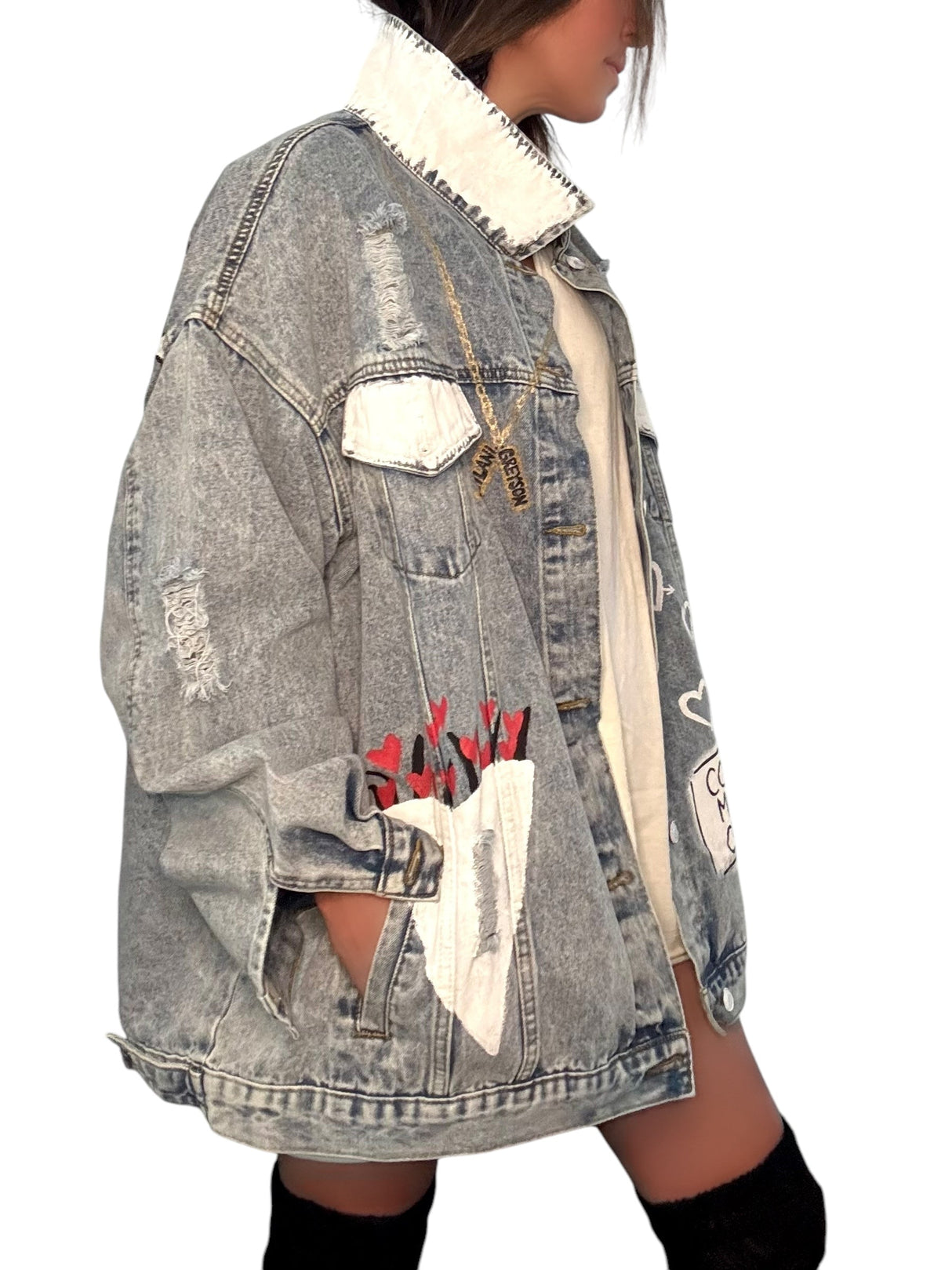 'Queen Mom' Painted Denim Jacket from Wren + Glory
