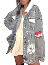 'Queen Mom' Painted Denim Jacket from Wren + Glory