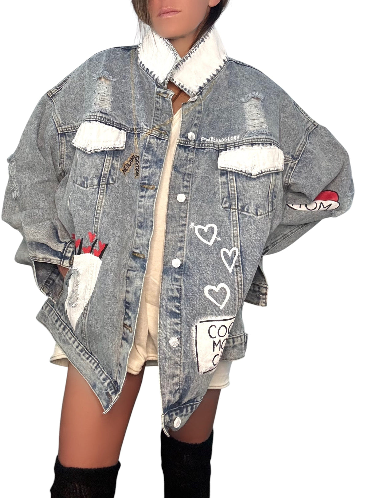'Queen Mom' Painted Denim Jacket from Wren + Glory