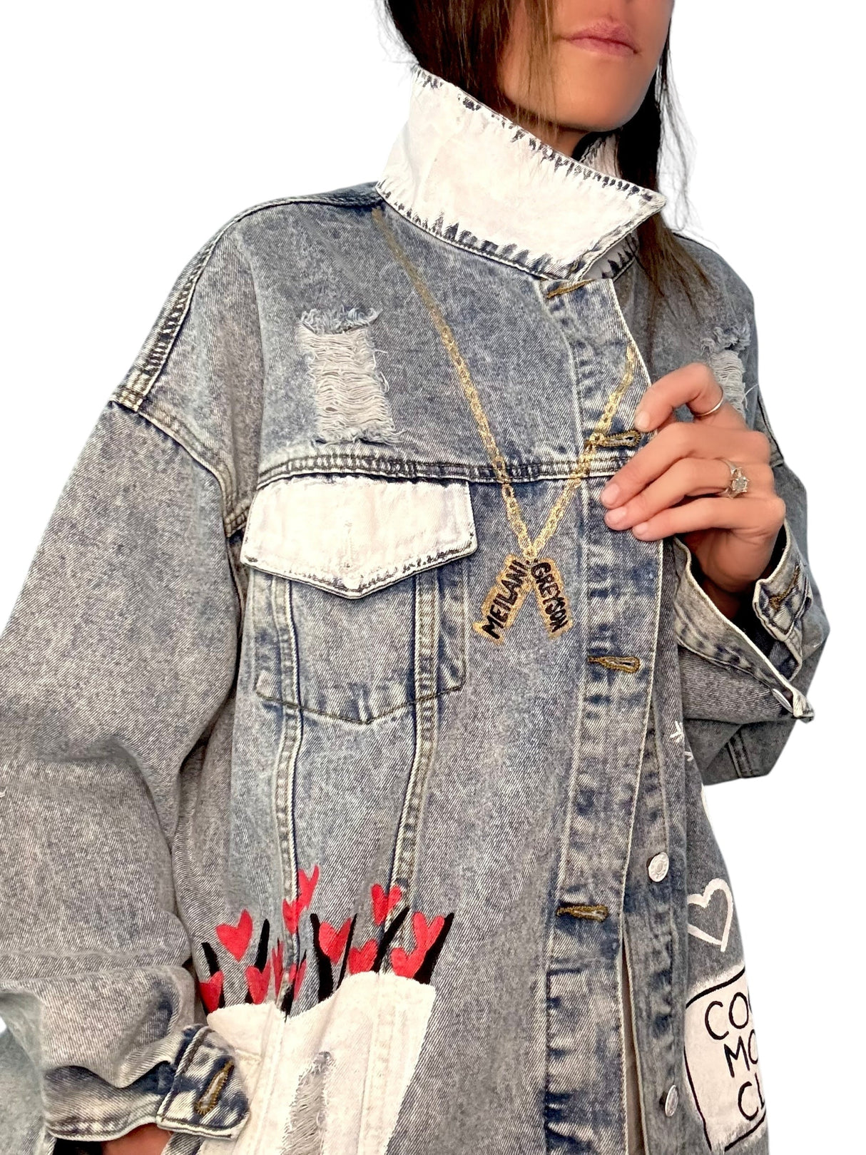 'Queen Mom' Painted Denim Jacket from Wren + Glory