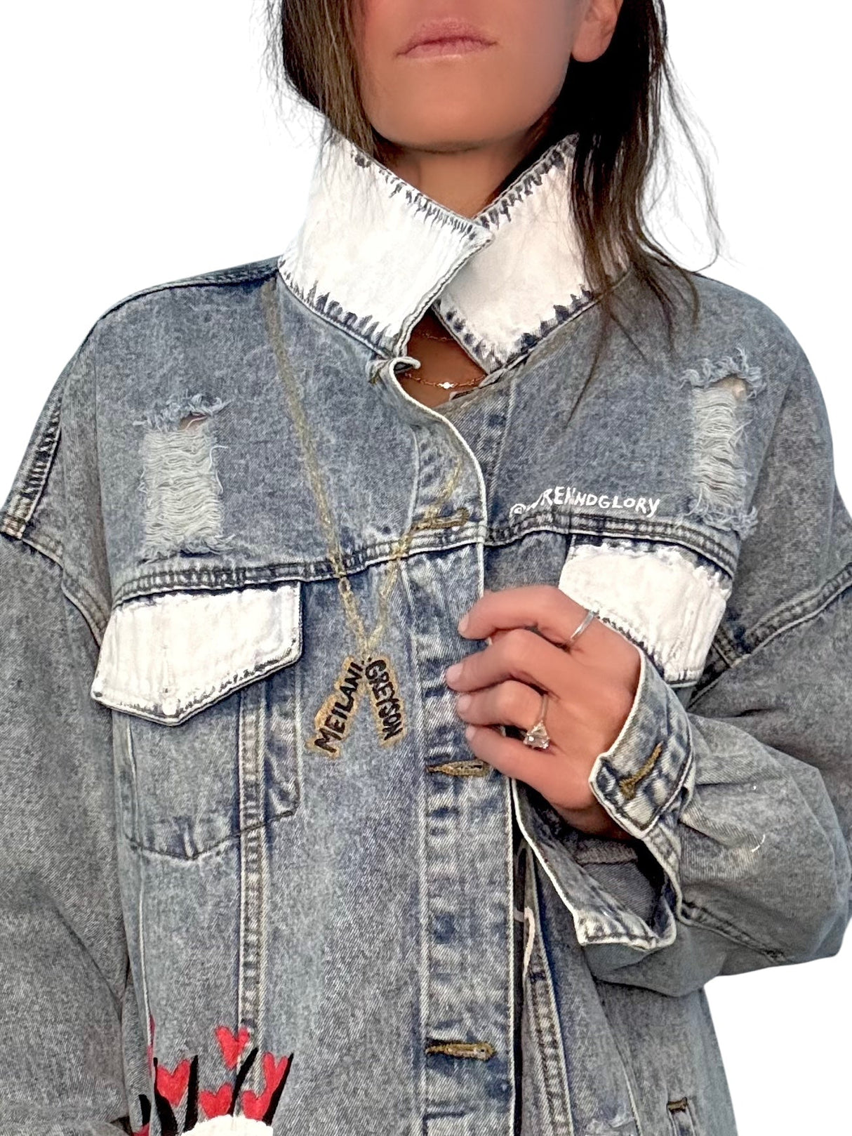 'Queen Mom' Painted Denim Jacket from Wren + Glory