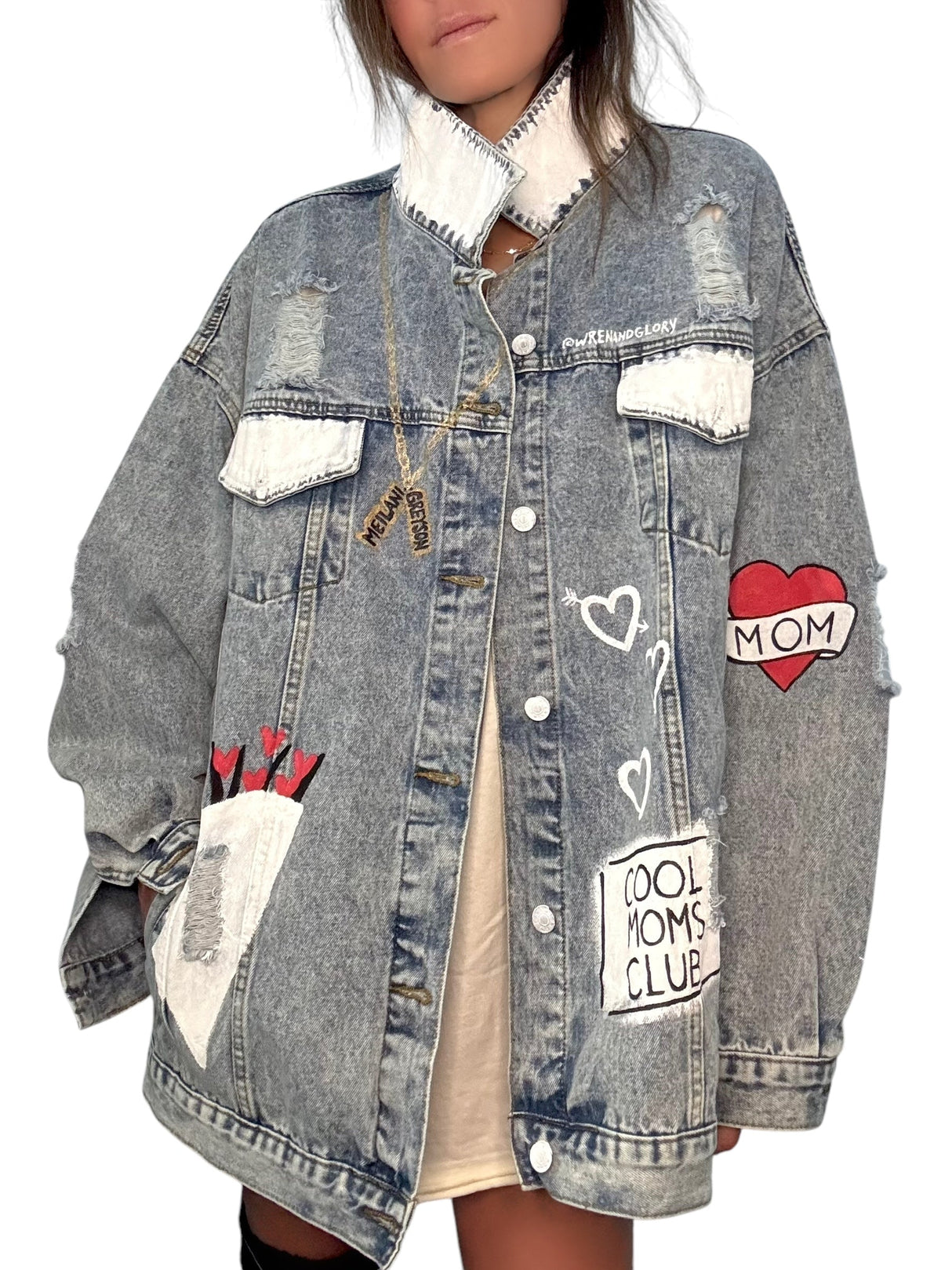 'Queen Mom' Painted Denim Jacket from Wren + Glory