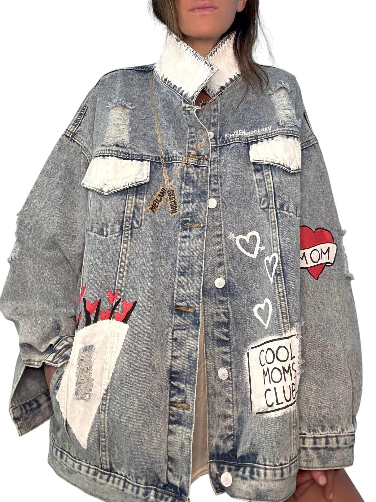 'Queen Mom' Painted Denim Jacket from Wren + Glory
