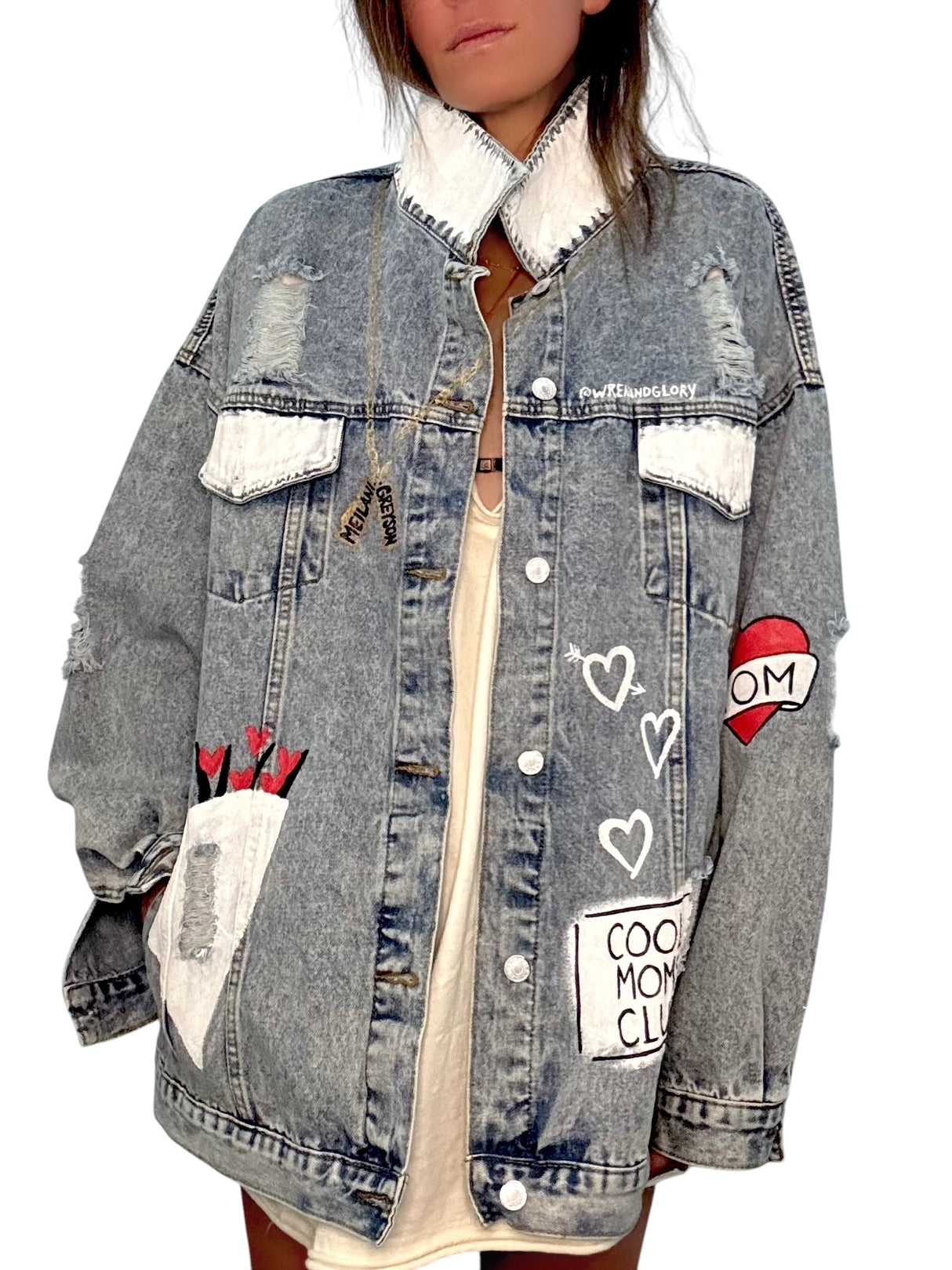 'Queen Mom' Painted Denim Jacket from Wren + Glory