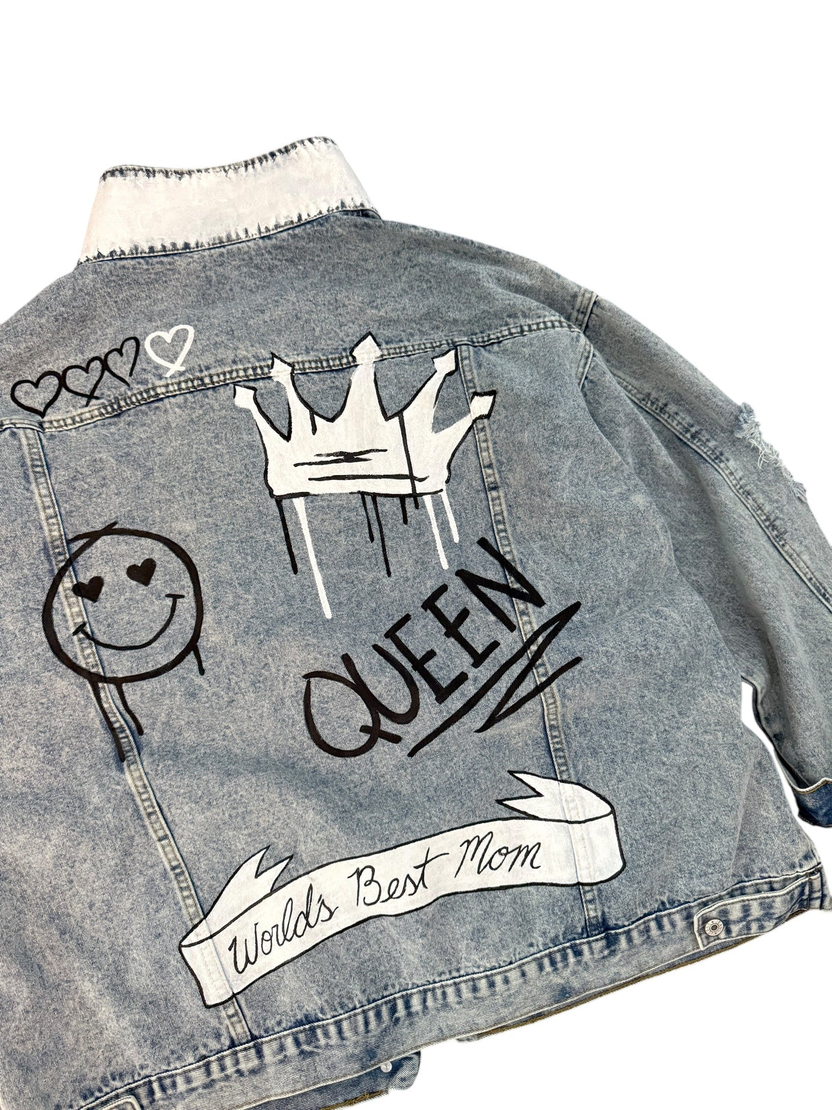 'Queen Mom' Painted Denim Jacket from Wren + Glory
