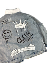 'Queen Mom' Painted Denim Jacket from Wren + Glory