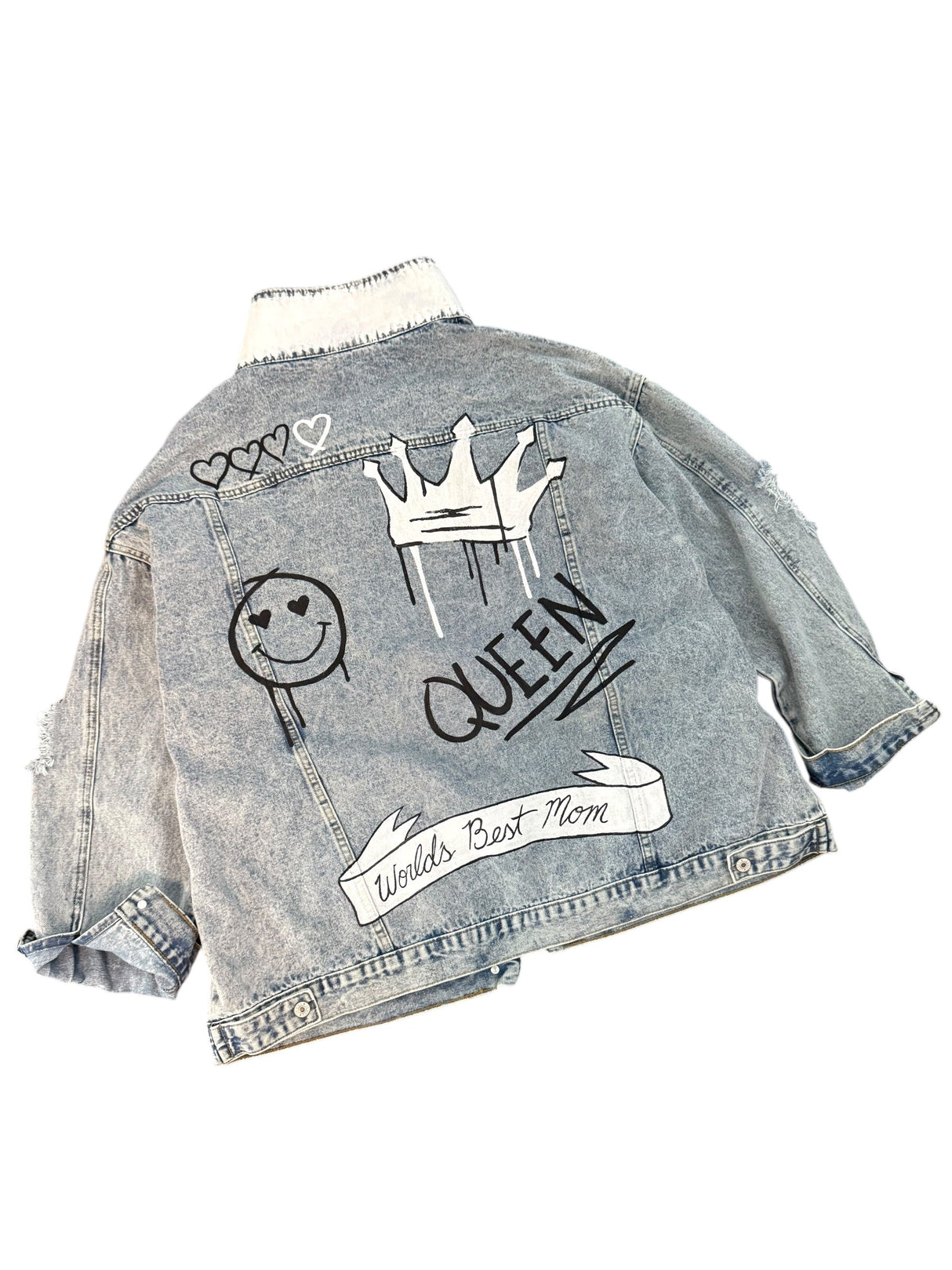 'Queen Mom' Painted Denim Jacket from Wren + Glory
