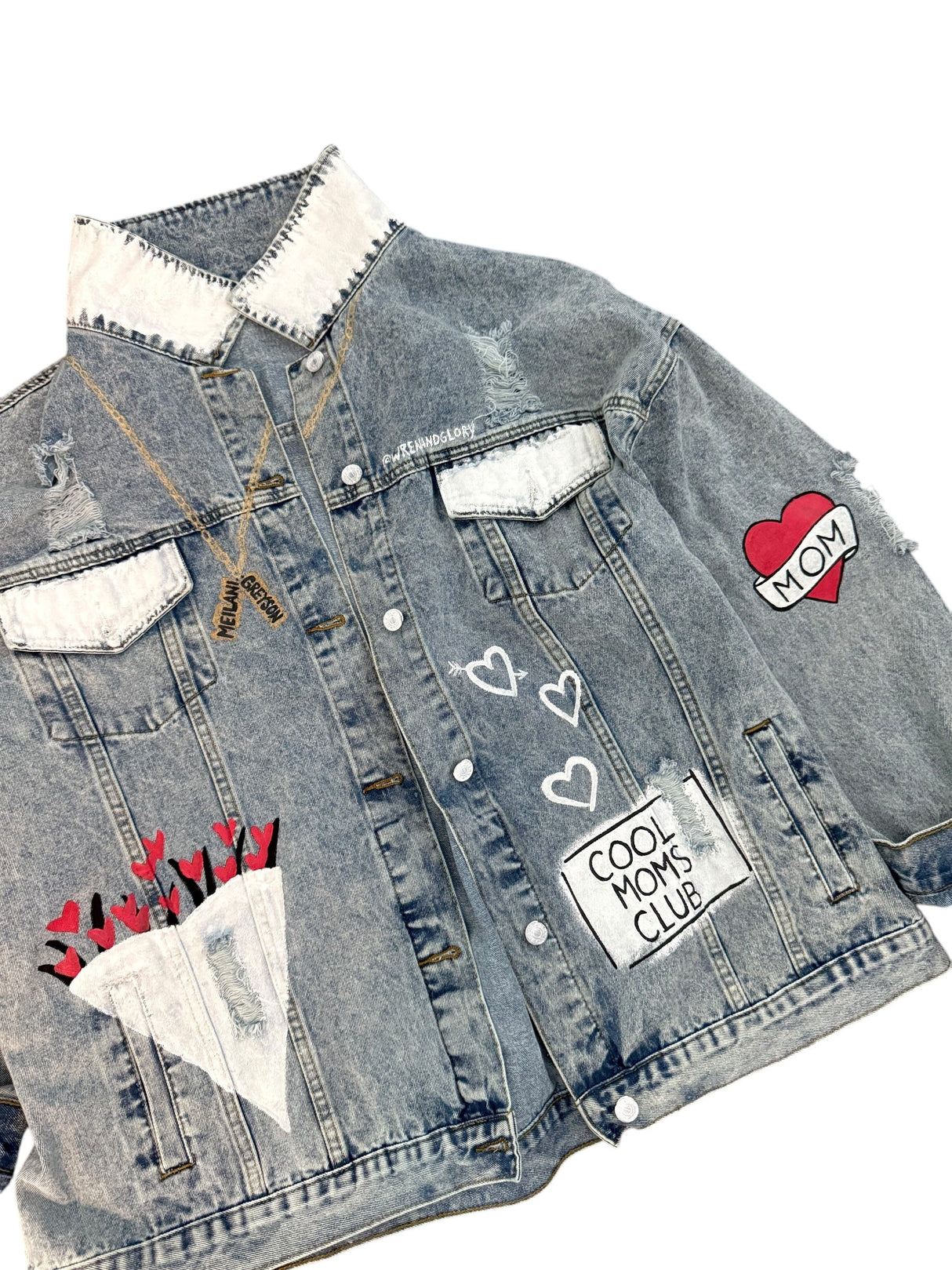 'Queen Mom' Painted Denim Jacket from Wren + Glory