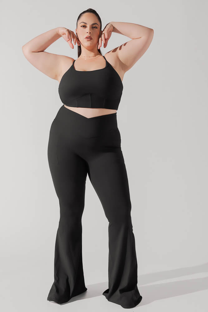 Plié Corset Crop Bralette - Black from POPFLEX
