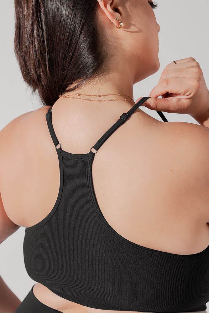 Plié Corset Crop Bralette - Black from POPFLEX