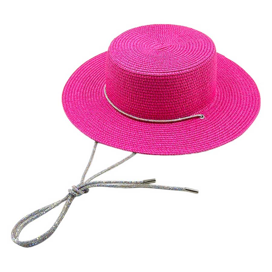 Bling Chin Tie Straw Sun Hat from Madeline Love
