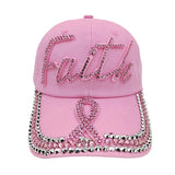 Bling Pink Ribbon Faith Message Baseball Cap from Madeline Love