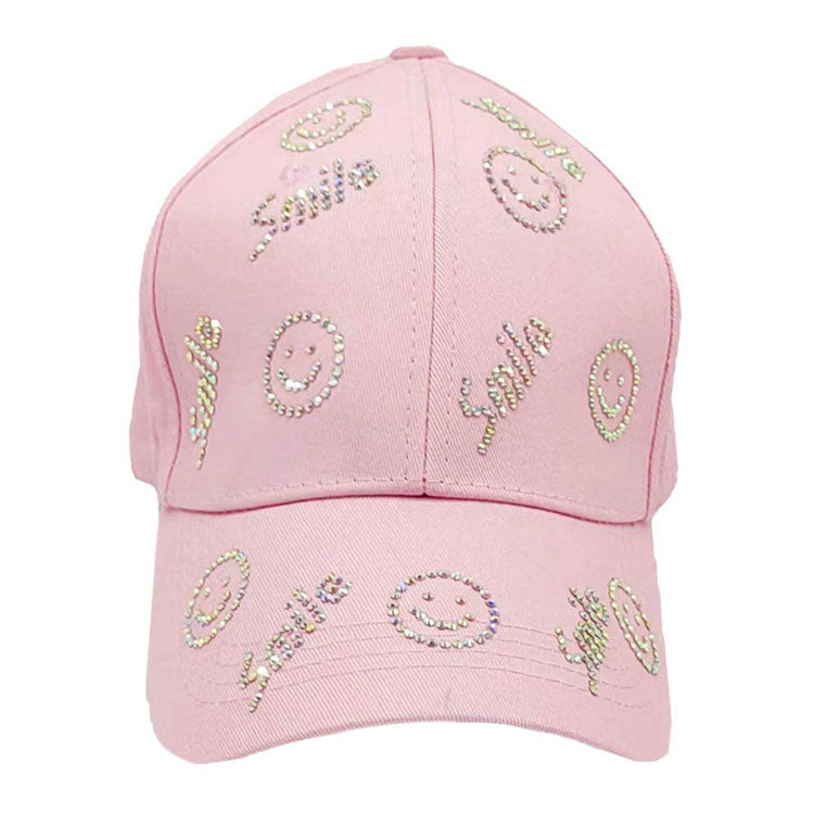 Bling Smile Message Smile Face Patterned Baseball Cap from Madeline Love