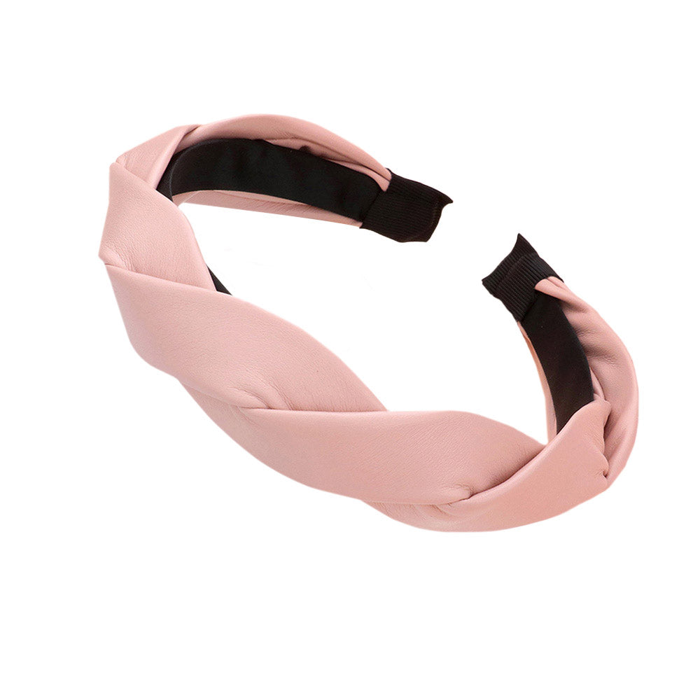 Braided Solid Faux Leather Headband from Madeline Love
