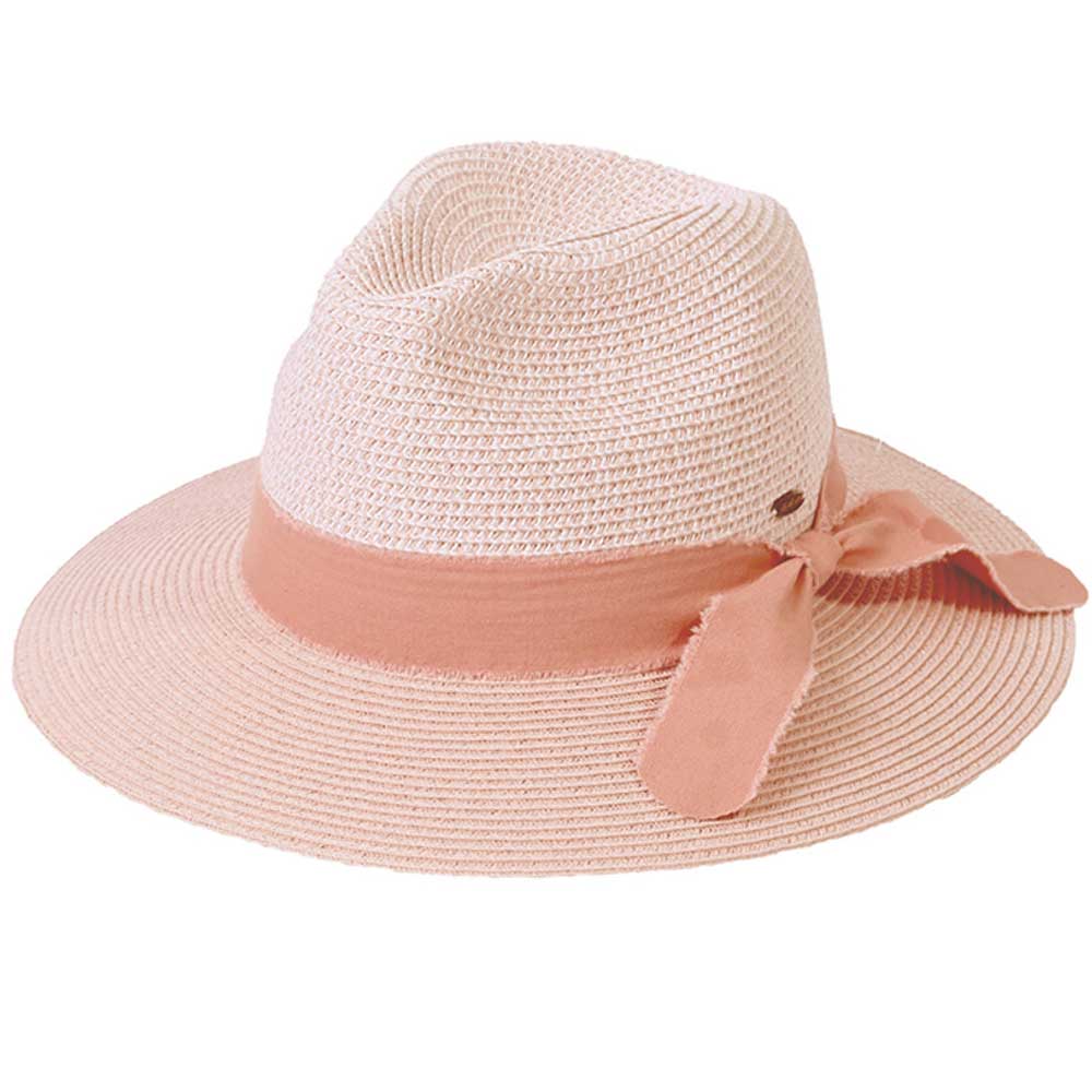 C.C Frayed Bow Trim Band Panama Hat from Madeline Love