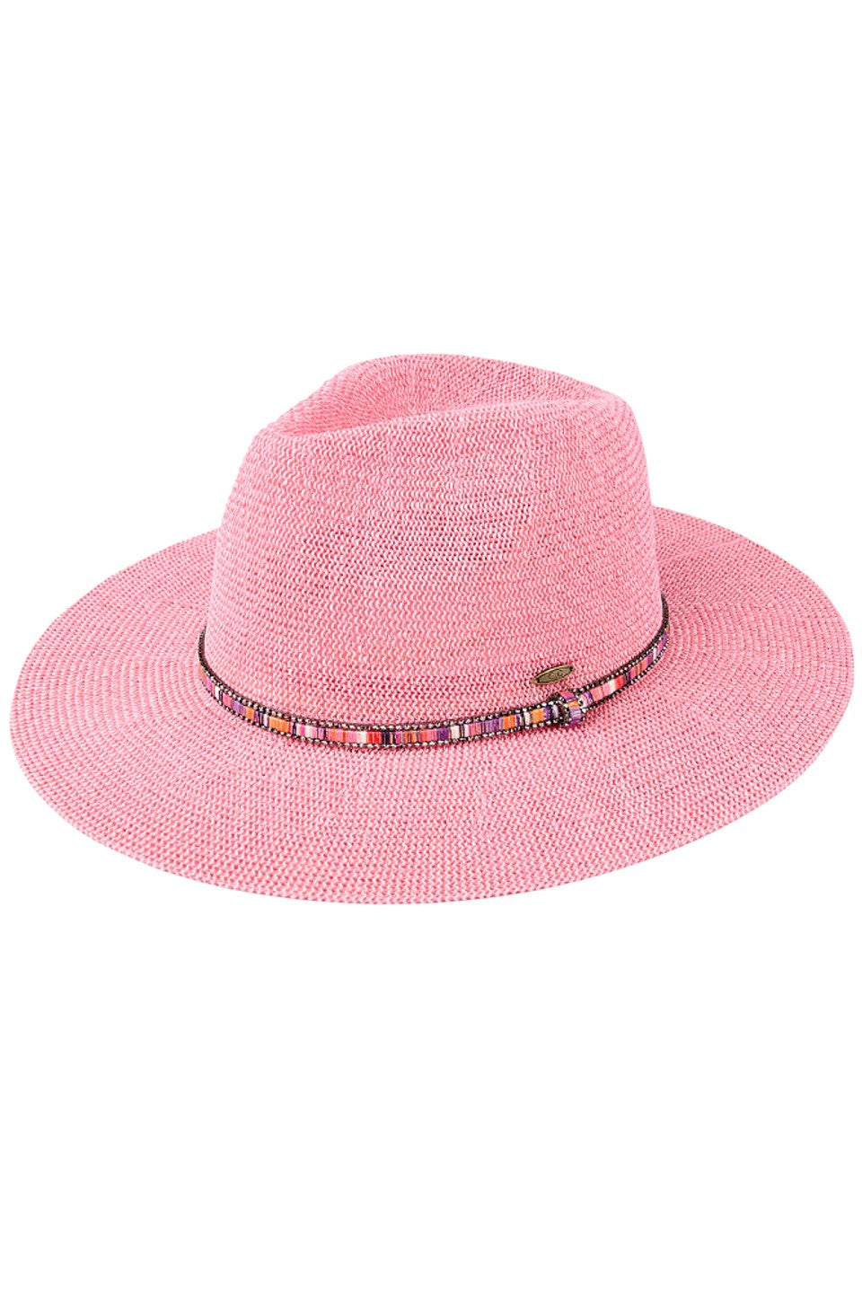 C.C MULTI THREAD RHINESTONE TRIM BAND PANAMA HAT from Madeline Love