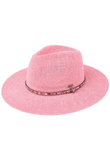 C.C MULTI THREAD RHINESTONE TRIM BAND PANAMA HAT from Madeline Love
