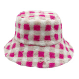 Checkered Faux Fur Bucket Hat from Madeline Love