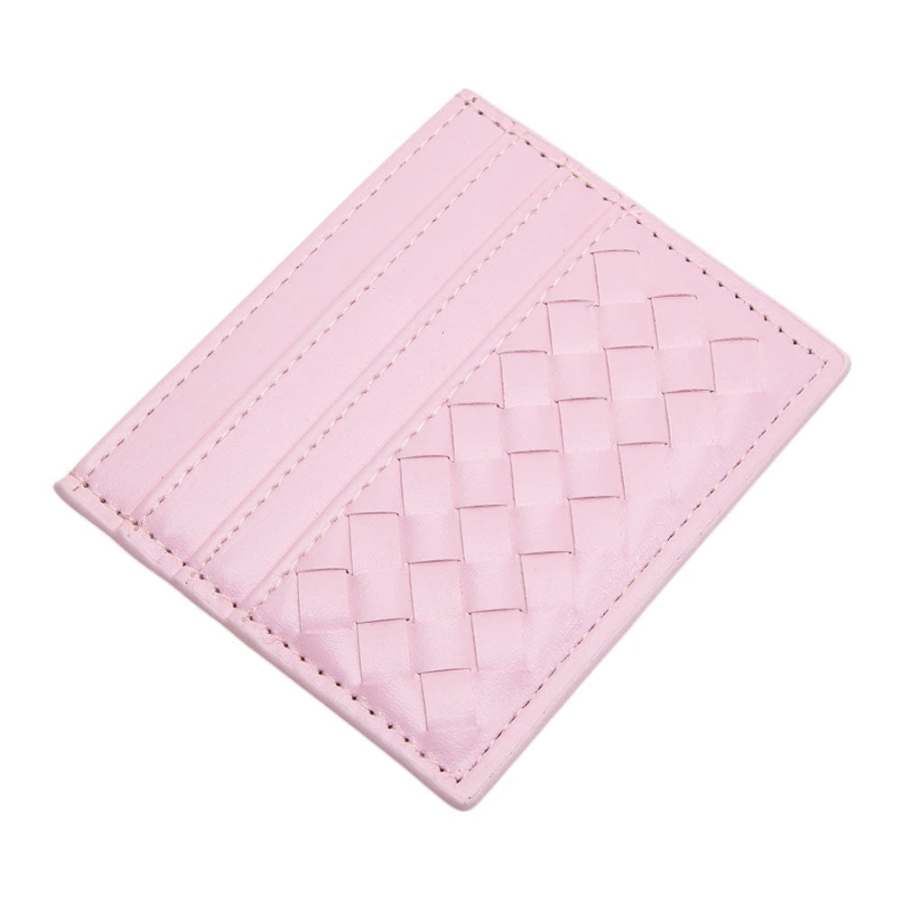 Faux Leather Basket Weave Card Holder Wallet  from Madeline Love