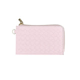 Faux Leather Basket Weave Flat Card Holder Wallet with Wristlet  from Madeline Love