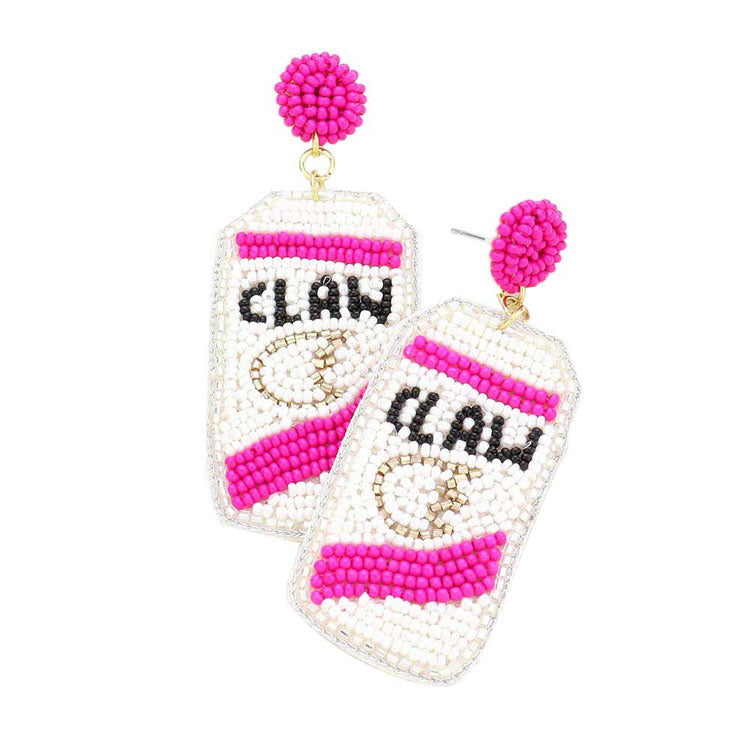 Felt Back Seed Beaded White Claw Can Dangle Earrings from Madeline Love