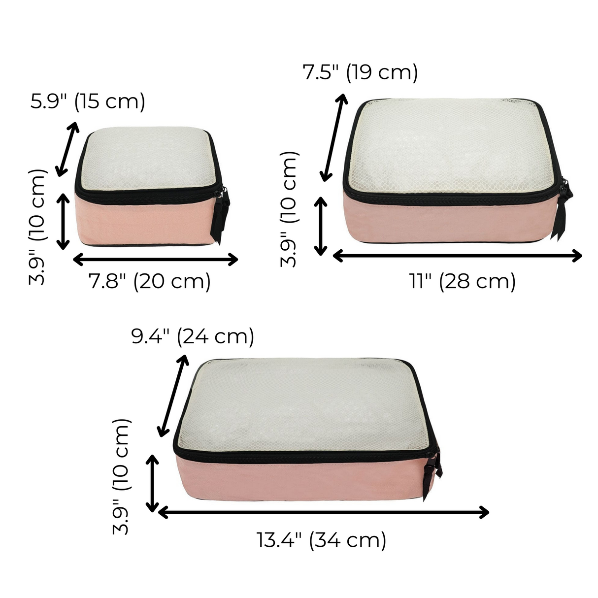 Cotton Packing Cubes, 3-pack Pink/Blush From Bag-all