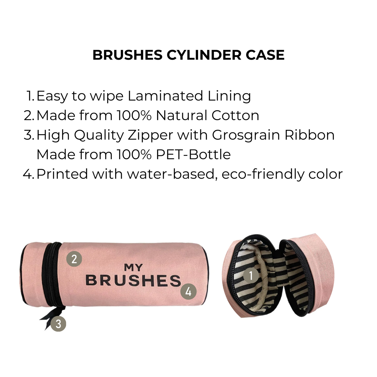 Brushes, Cylinder Case, Pink/Blush From Bag-all