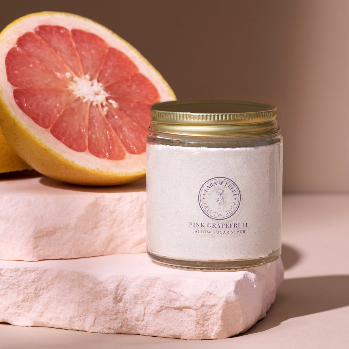 Pink Grapefruit Tallow Sugar Scrub from Clara & Fritz Tallow Shop
