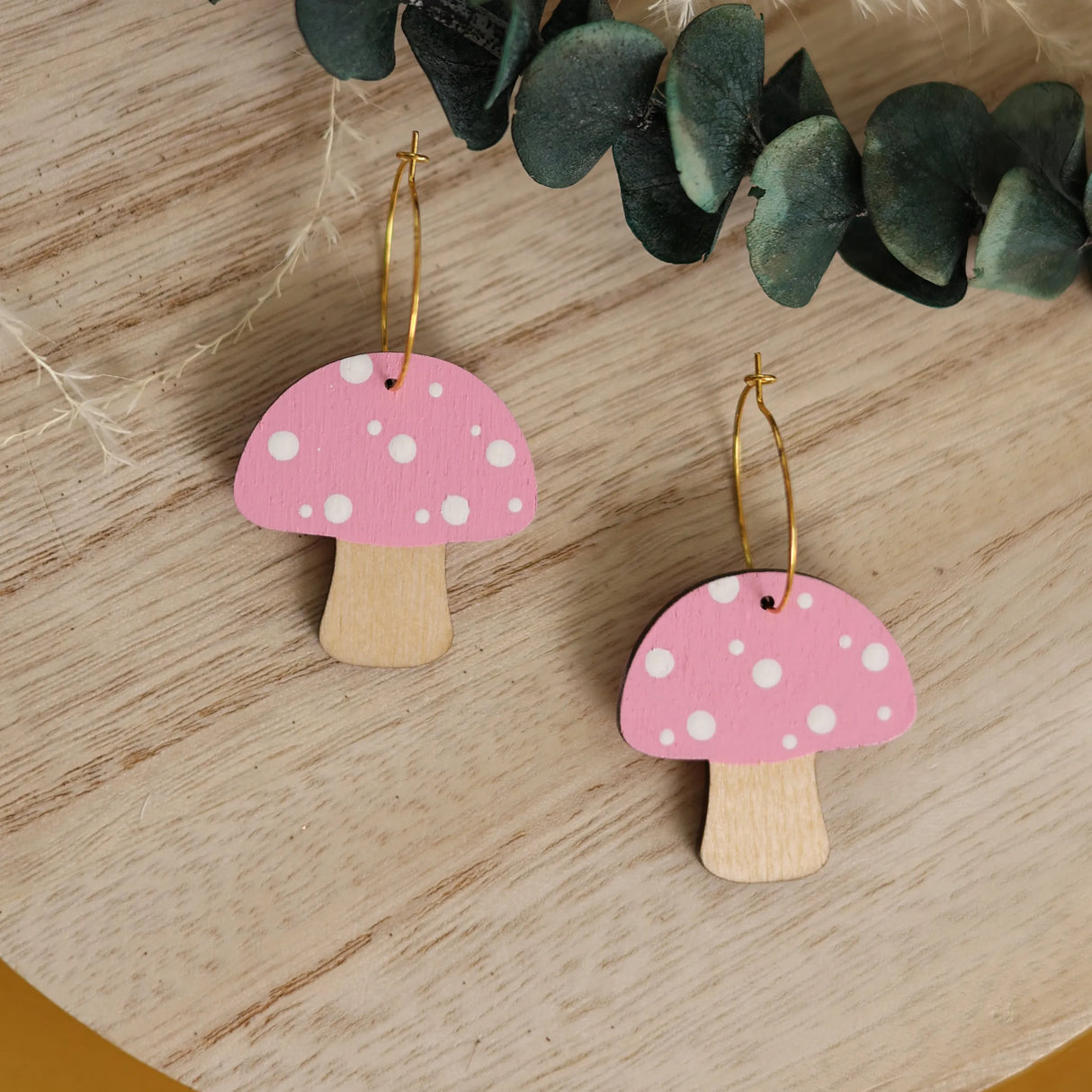 Pink Mushroom Hoops from LE CHIC MIAMI