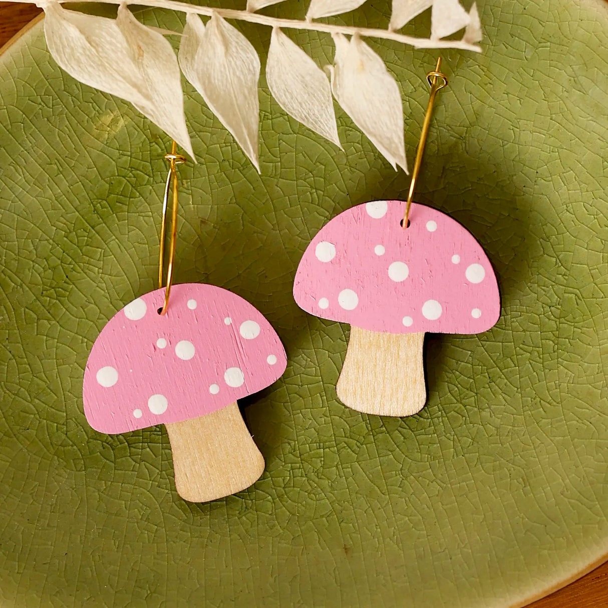 Pink Mushroom Hoops from LE CHIC MIAMI