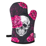 Pink Skull Rose Oven Mitts And Potholder Set From Zapps Clothing
