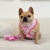 Frenchie Duo Reversible Harness - Pink Bows from Frenchie Bulldog
