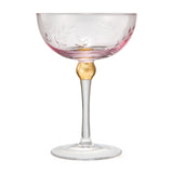 Colored Coupe Art Deco Glasses, Gold | Set of 4 | 8 oz Classic Cocktail Glassware for Champagne, Martini, Manhattan, Sidecar, Crystal Speakeasy Style Goblets Stems (Pink) from The Wine Savant