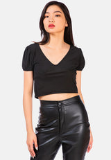 Pleated V Neck Top from London Rag International