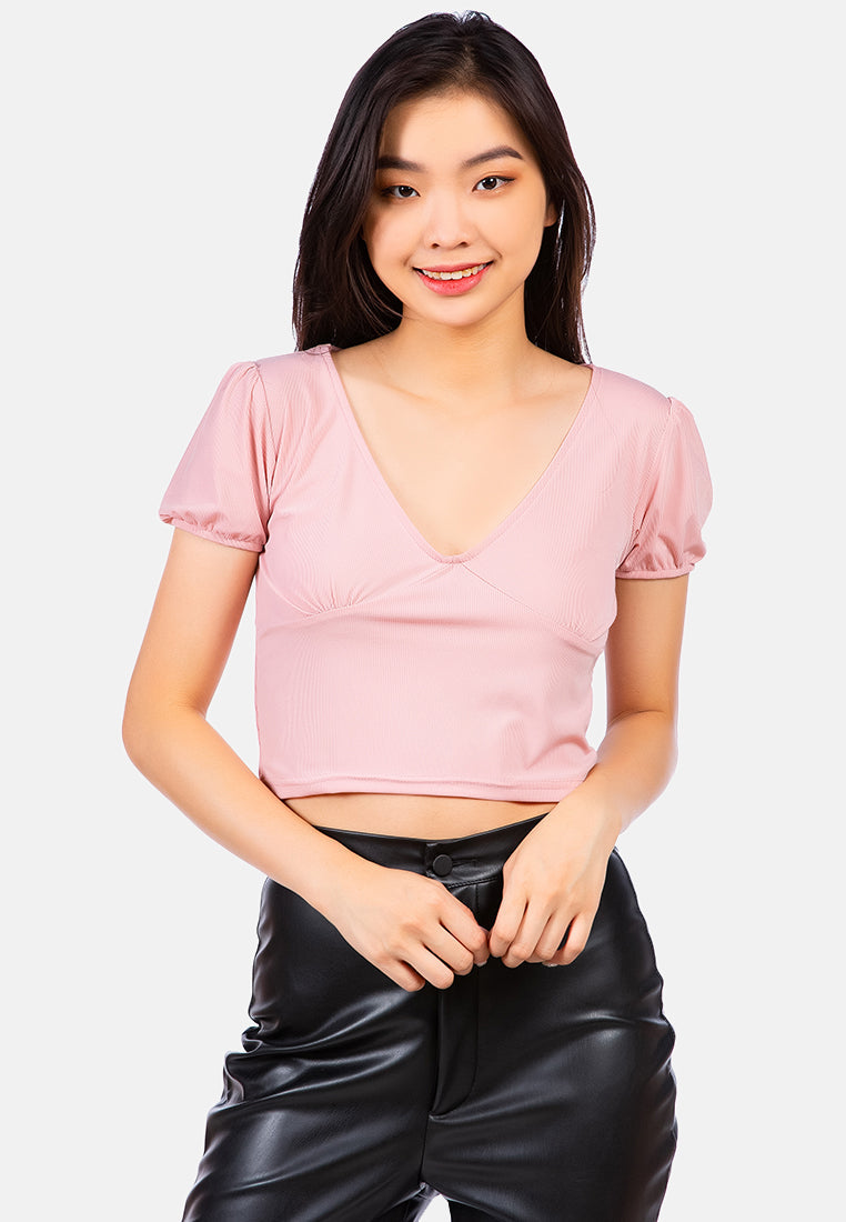 Pleated V Neck Top from London Rag International