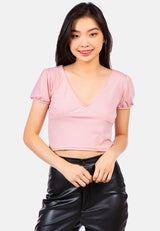 Pleated V Neck Top from London Rag International