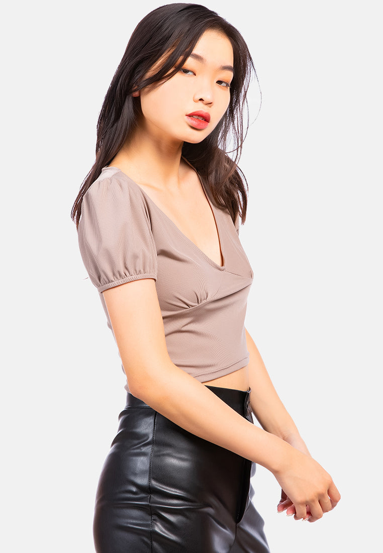 Pleated V Neck Top from London Rag International