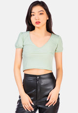 Pleated V Neck Top from London Rag International