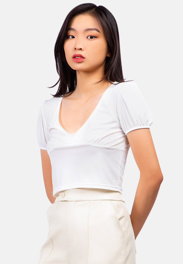 Pleated V Neck Top from London Rag International
