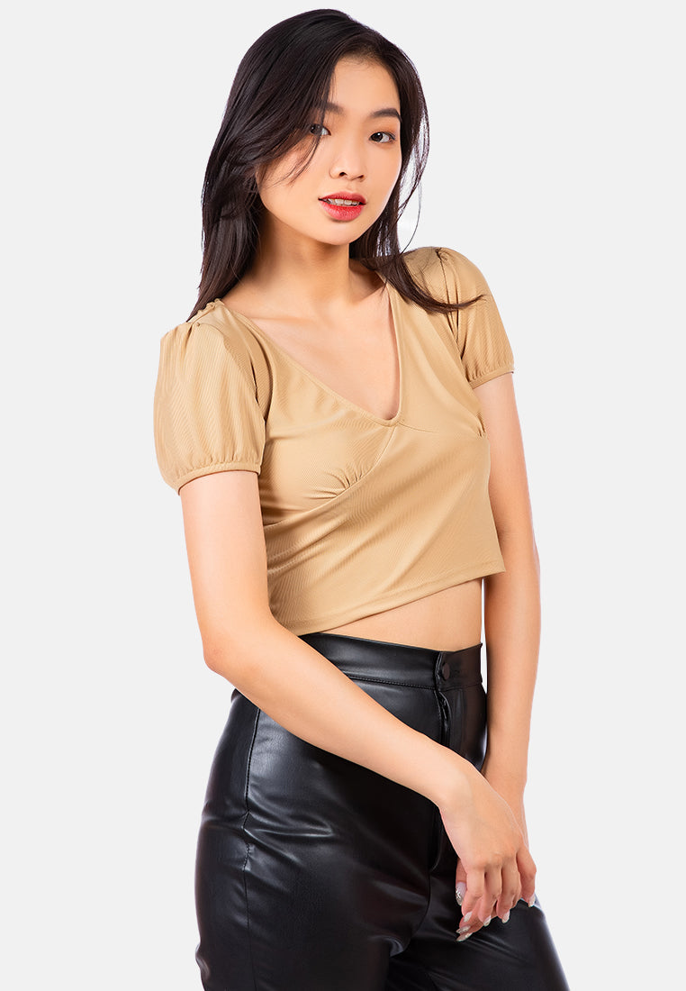 Pleated V Neck Top from London Rag International