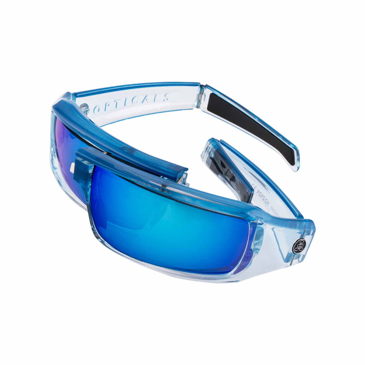 POPSIGN | Polarized | Gloss Blue/Clear Crystal | Blue Mirror Lens from Popticals