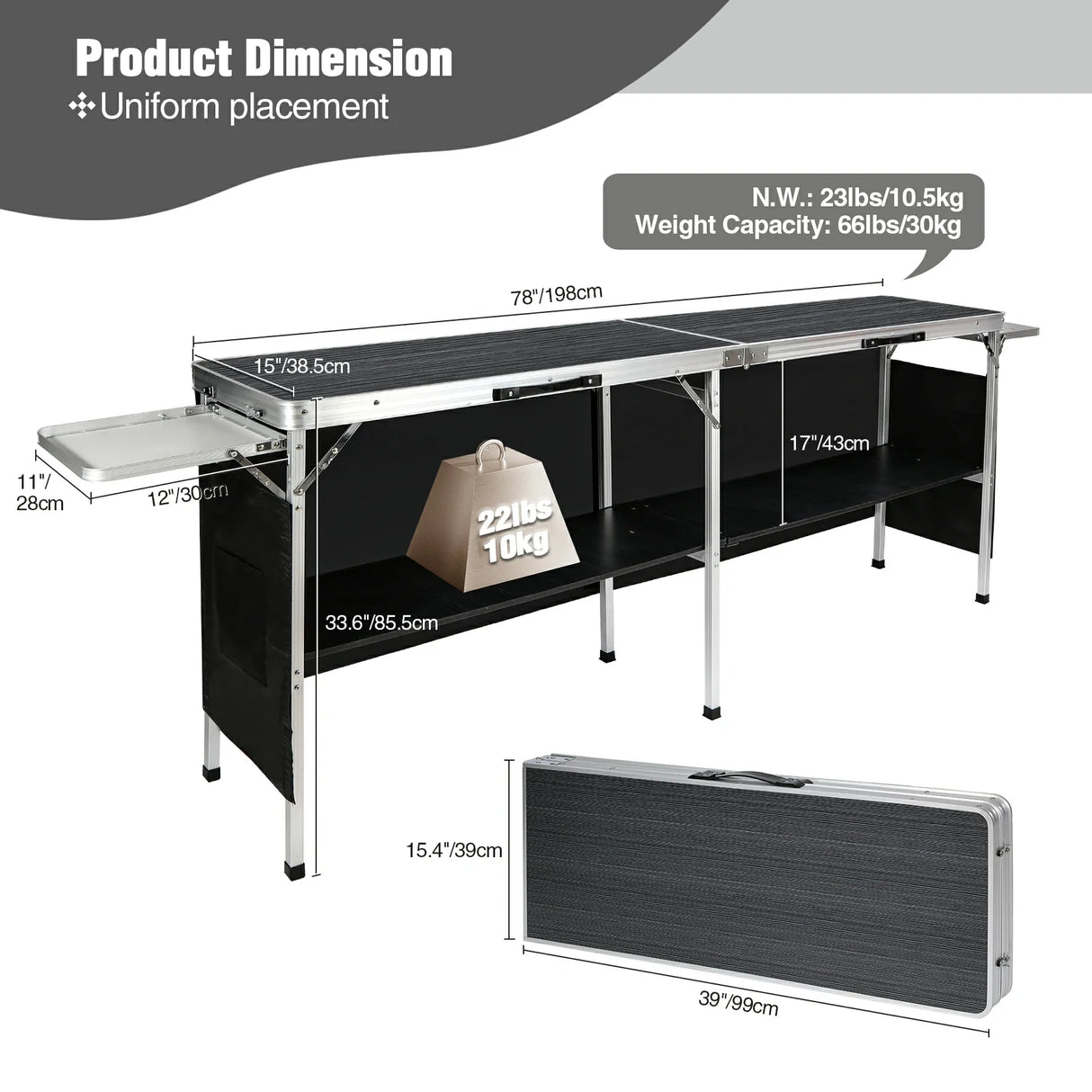 Portable Bar Table for Events  with Double Layer From Redcamp