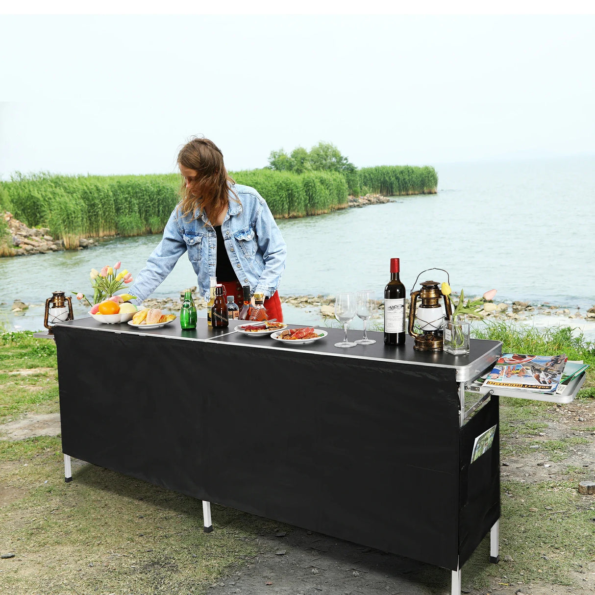 Portable Bar Table for Events  with Double Layer From Redcamp
