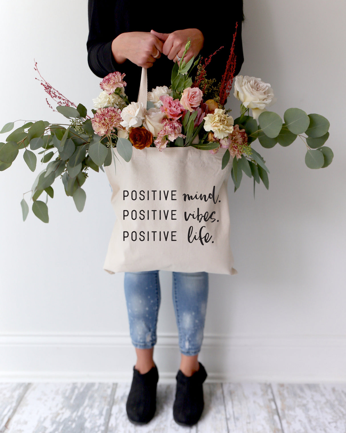 Positive Mind. Positive Vibes. Positive Life. Tote Bag from The Cotton & Canvas Co.